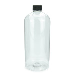 Kozmetička PET boca OTELLO 1000 ml prozirna s crnim rebrastim čepom na navoj 28/400 (1 karton - 135 kom.)